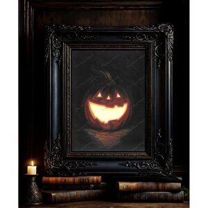 Original Artwork, 12"x9" Acrylic Painting, "Pumpkin Spice", Jack O Lantern